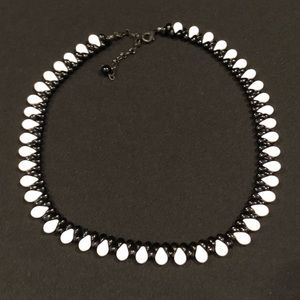 White & Black Beaded Necklace very unique.
